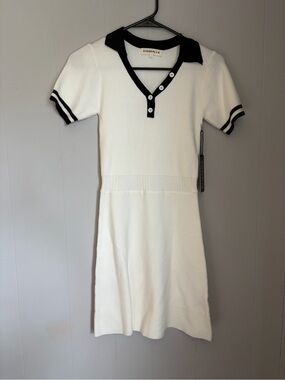 Kimberly C. White Polo Mini Dress with Black Trim